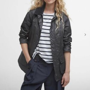 NWT Barbour Beadnell Waxed Jacket Black US 14